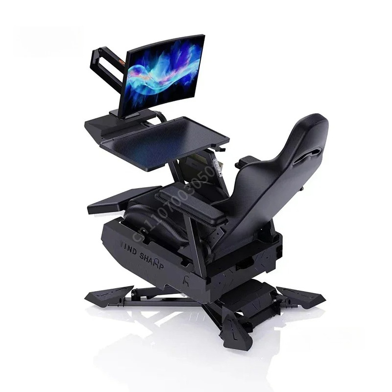 Standing Desk - Verstellbare Gaming-Station Cockpit, Integrierter Ergonomischer Computer-Schreibtischstuhl