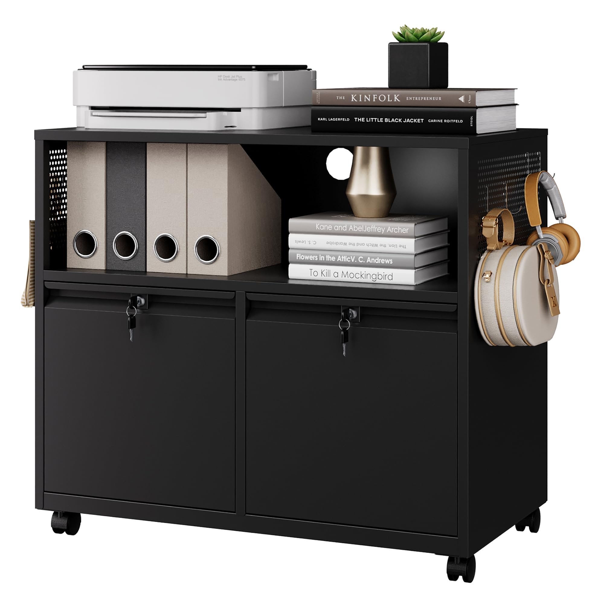 Printer Stand - Mobiler Aktenschrank mit 2 Schubladen und