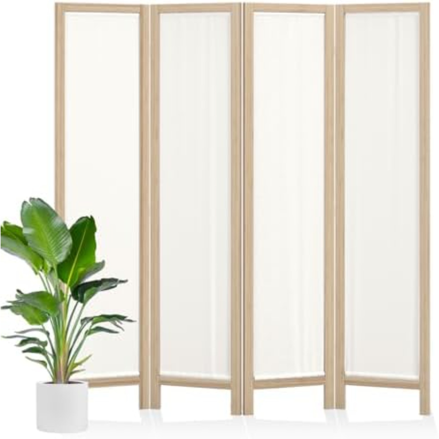 Partition Screen Divider - Leinen-Raumteiler Sichtschutz, Faltbarer Holzrahmen Raumtrenner mit
