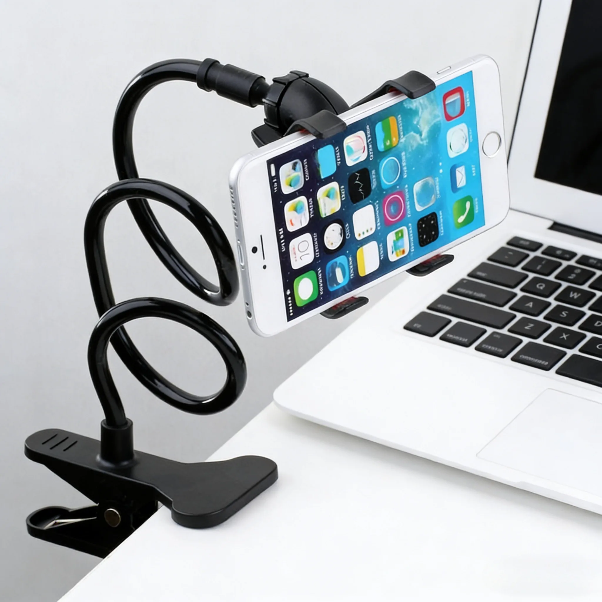 Standing Desk - Verstellbarer, langer Handyhalter mit 360-Grad-Clip, flexibel,