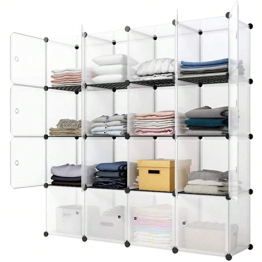 Bookshelf - 16-Würfel-Aufbewahrungsregal Würfelregal Bücherregal Schrank-Organizer Spielzeug-Organizer Schrank