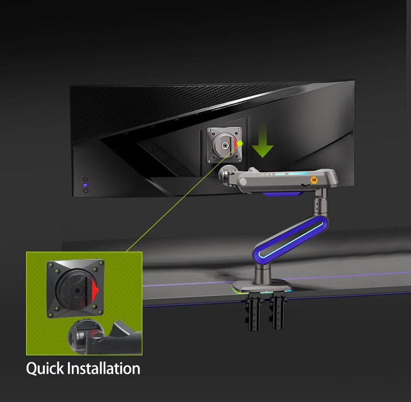 Monitor Stand - ERGONOMIC Gaming-Monitorarm für flache/ultradreite/gebogene Monitore, 32