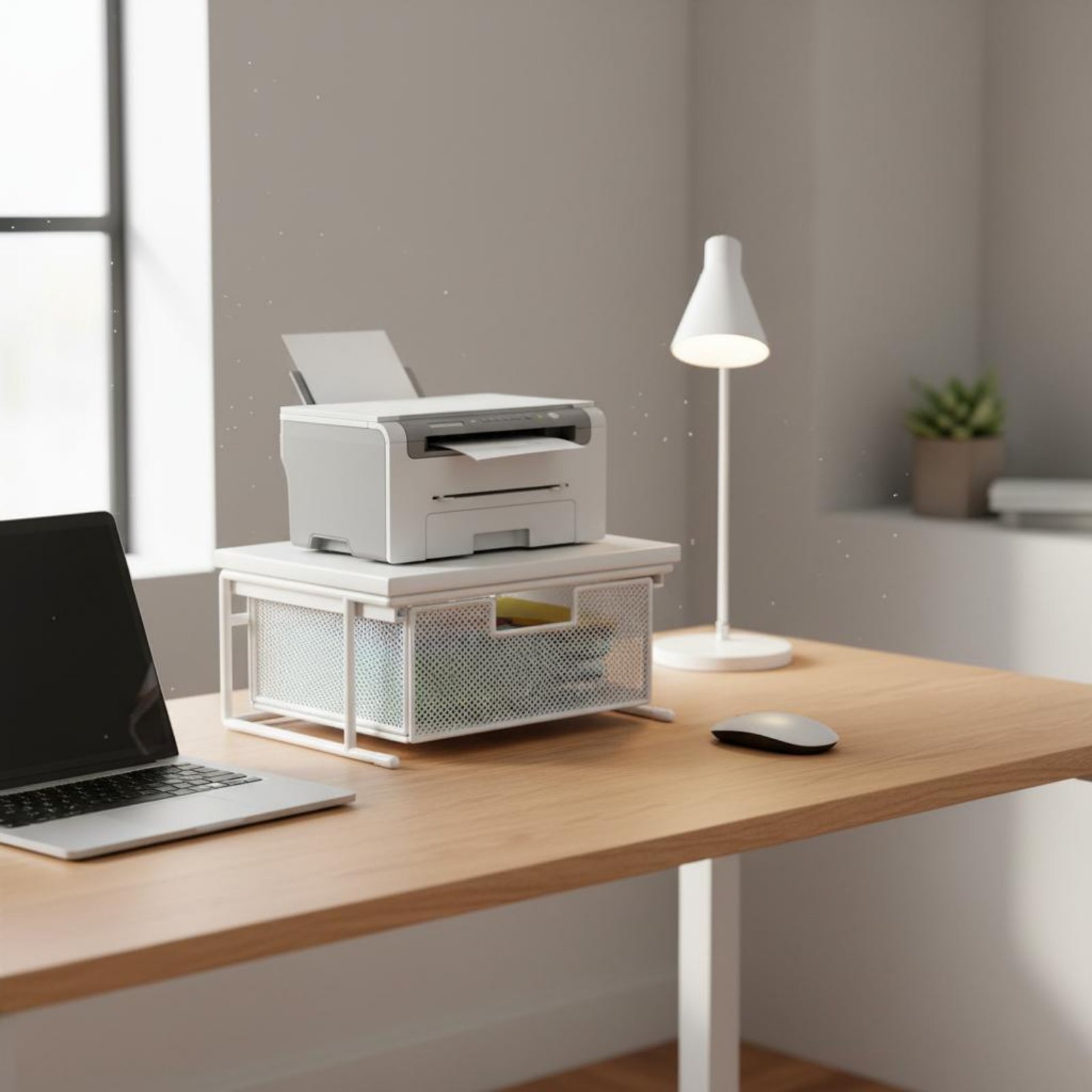 Printer Stand - Druckerständer mit Schublade Multifunktionaler Desktop-Druckerständer Desktop-Regal