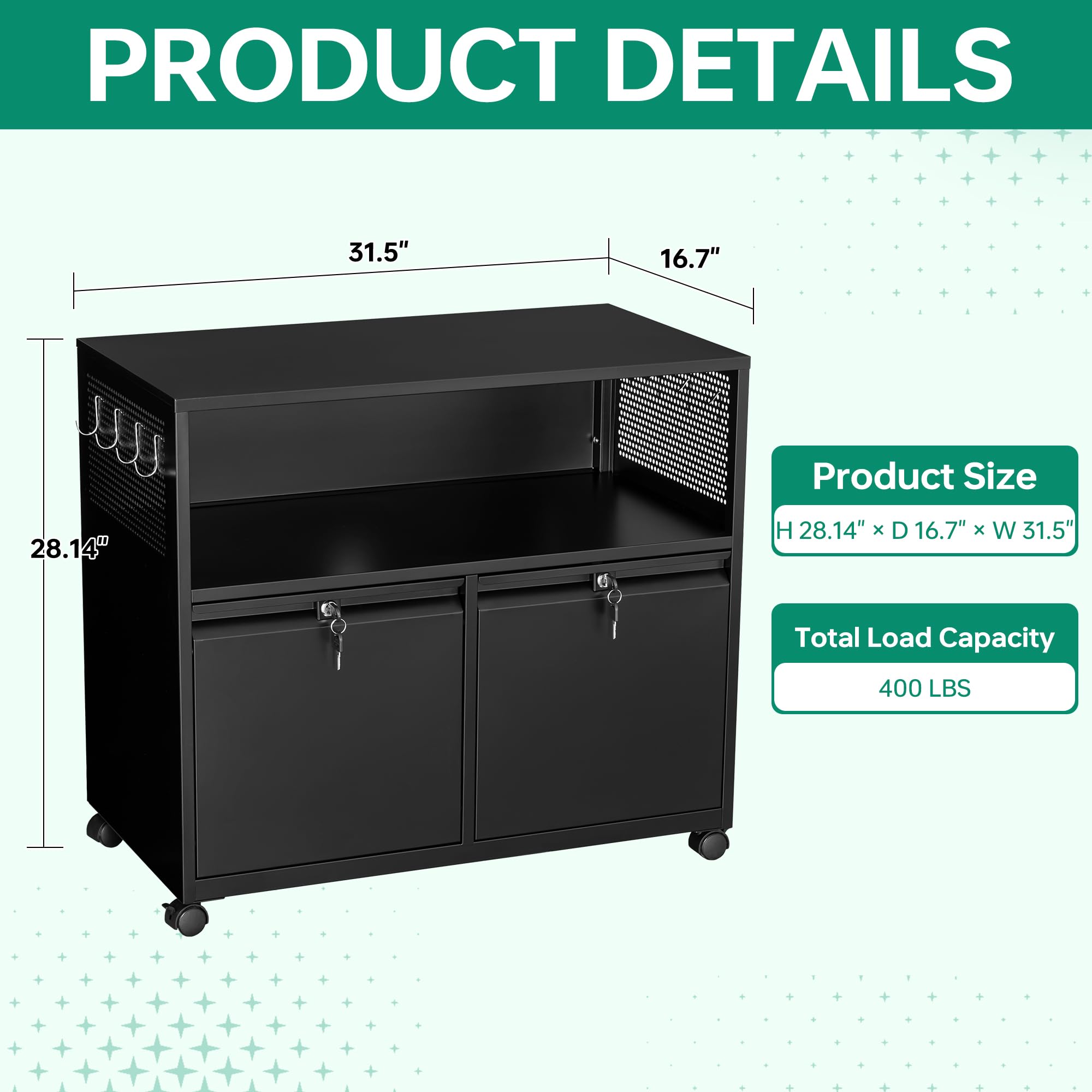 Mobiler Aktenschrank mit 2 Sch – Printer Stand Bewertung und Preis